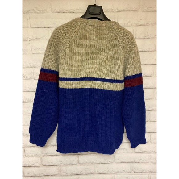 Vintage Sears Shetland Chunky wool sweater Large Men Blue - Picture 2 of 7